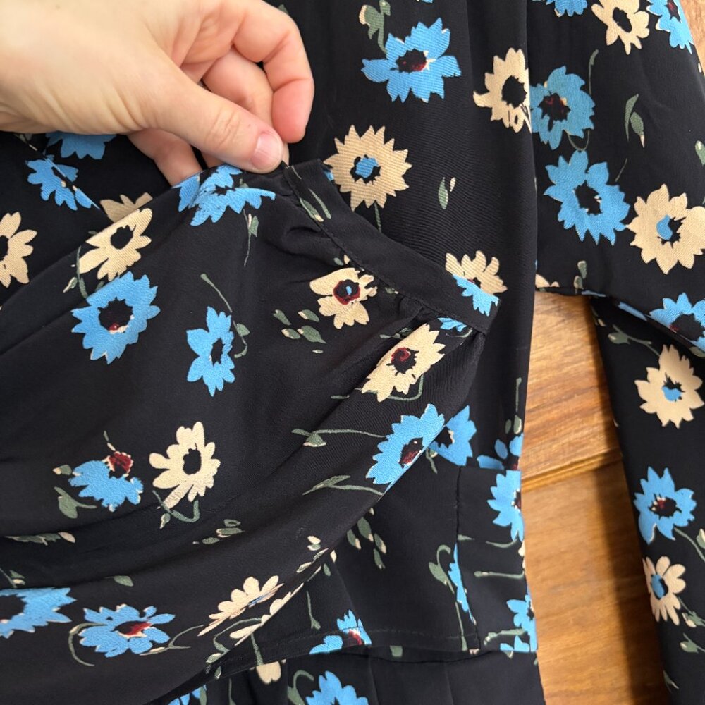 No. 6 Store Romy Jumpsuit in Black and Blue Falling Floral - Picture 8 of 11